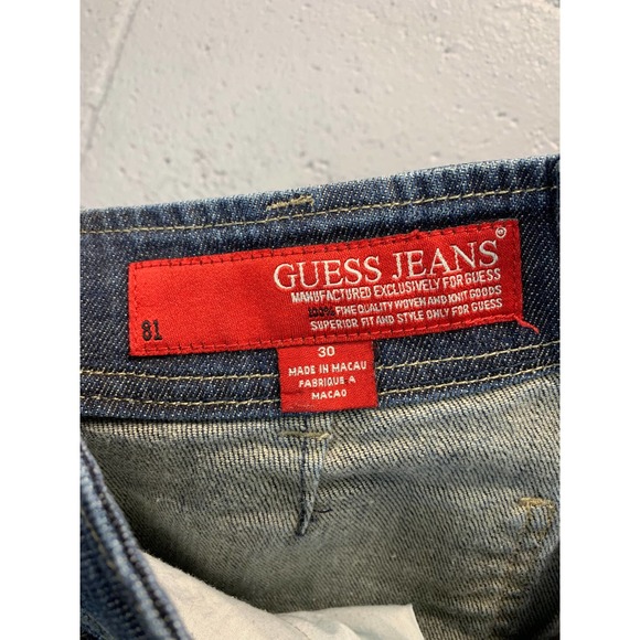 Y2K Guess Lace Up Back Low Rise Corset Jeans Medium Wash Embrodiered Stretch - Picture 9 of 10